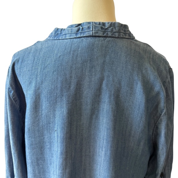 CHICOS POPOVER TOP TENCEL EMBROIDERED SLEEVES CHAMBRAY BOHO CHIC FESTIVAL 8/10 - Picture 5 of 11